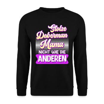 Doberman STOLZE DOBERMANN MAMA Hundebesitzer - Unisex Pullover - Schwarz - Vorne - Alina (178cm) & Michal (187cm)
