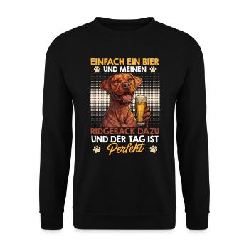 Ridgeback Besitzer EINFACH EIN BIER UND MEIN - Unisex Pullover - Schwarz - Vorne - Alina (178cm) & Michal (187cm)