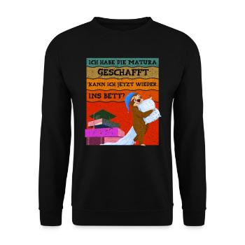 Maturanten Habe die Matura Geschafft Lustiges - Unisex Pullover - Schwarz - Vorne - Alina (178cm) & Michal (187cm)