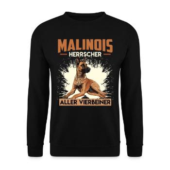 MALINOIS HERRSCHER ALLER VIERBEINER Malinois - Unisex Pullover - Schwarz - Vorne - Alina (178cm) & Michal (187cm)