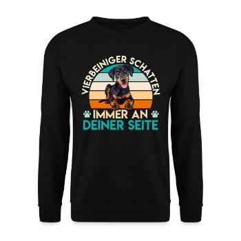 VIERBEINIGER SCHATTEN IMMER AN DEINER SEITE Lustig - Unisex Pullover - Schwarz - Vorne - Alina (178cm) & Michal (187cm)