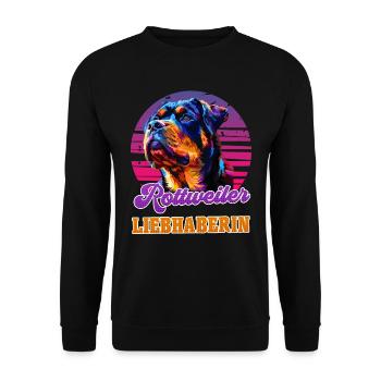 ROTTWEILER LIEBHABERIN Hundemama Rottie Vintage - Unisex Pullover - Schwarz - Vorne - Alina (178cm) & Michal (187cm)