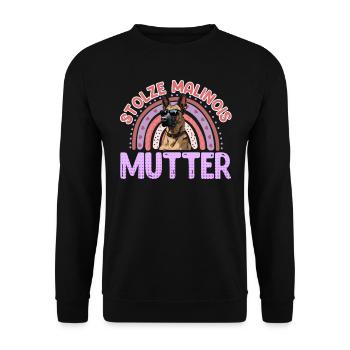 Belgischer Schäferhund STOLZE MALINOIS MAMA MUTTER - Unisex Pullover - Schwarz - Vorne - Alina (178cm) & Michal (187cm)
