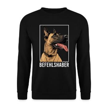 Belgischer Schäferhund MAJOR Malinois Hund - Unisex Pullover - Schwarz - Vorne - Alina (178cm) & Michal (187cm)