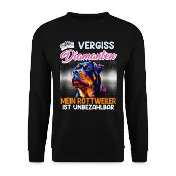 Rottweiler Frau VERGISS DIAMANTEN MEIN ROTTWEILER - Unisex Pullover - Schwarz - Vorne - Alina (178cm) & Michal (187cm)