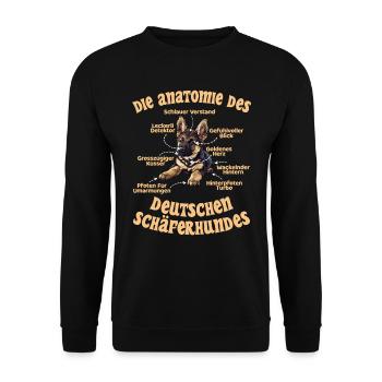 ANATOMIE DES DEUTSCHEN SCHÄFERHUNDES Lustiges - Unisex Pullover - Schwarz - Vorne - Alina (178cm) & Michal (187cm)