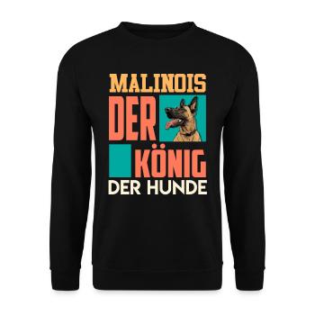 MALINOIS DER KÖNIG DER HUNDE Belgischer - Unisex Pullover - Schwarz - Vorne - Alina (178cm) & Michal (187cm)