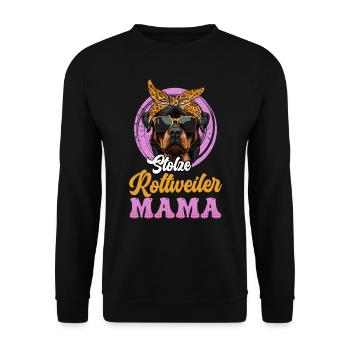 Rottie Frauen STOLZE ROTTWEILER MAMA Rottweiler - Unisex Pullover - Schwarz - Vorne - Alina (178cm) & Michal (187cm)