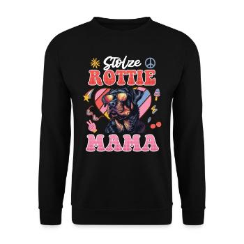 Rottie Frauen STOLZE ROTTWEILER MAMA Rottweiler - Unisex Pullover - Schwarz - Vorne - Alina (178cm) & Michal (187cm)