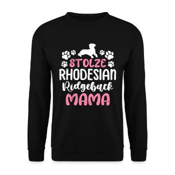 Ridgeback STOLZE RHODESIAN RIDGEBACK MAMA - Unisex Pullover - Schwarz - Vorne - Alina (178cm) & Michal (187cm)