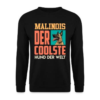 Malinois Der COOLSTE HUND DER WELT Belgischer - Unisex Pullover - Schwarz - Vorne - Alina (178cm) & Michal (187cm)