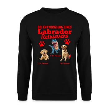 Hundebesitzer DIE EVOLUTION EINES LABRADOR - Unisex Pullover - Schwarz - Vorne - Alina (178cm) & Michal (187cm)