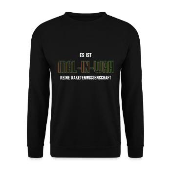Malinois KEINE RAKETENWISSENSCHAFT MAL-IN-WAH - Unisex Pullover - Schwarz - Vorne - Alina (178cm) & Michal (187cm)