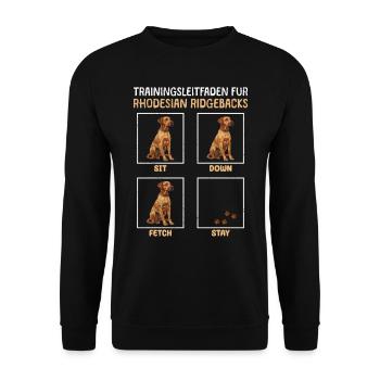 RHODESIAN RIDGEBACK TRAININGSLEITFADEN Lustiges - Unisex Pullover - Schwarz - Vorne - Alina (178cm) & Michal (187cm)