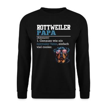 Rottweiler PAPA Rottie Besitzer Rottweiler Hund - Unisex Pullover - Schwarz - Vorne - Alina (178cm) & Michal (187cm)