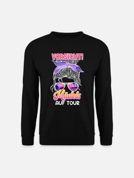 Frühlingsurlaub VORSICHT Mädels auf Tour Urlaub - Unisex Pullover - Schwarz