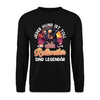 Rotti JEDER HUND IST TOLL ABER ROTTWEILER LEGENDÄR - Unisex Pullover - Schwarz - Vorne - Alina (178cm) & Michal (187cm)