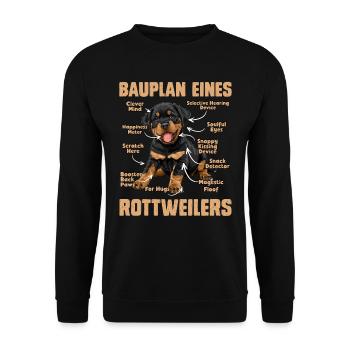 Rottie Besitzer BAUPLAN EINES ROTTWEILERS Lustiges - Unisex Pullover - Schwarz - Vorne - Alina (178cm) & Michal (187cm)