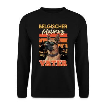 Belgischer Malinois Vater Belgischer Schäferhund - Unisex Pullover - Schwarz - Vorne - Alina (178cm) & Michal (187cm)