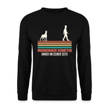 Doberman Besitzer VIERBEINIGER SCHATTEN Lustiges - Unisex Pullover - Schwarz - Vorne - Alina (178cm) & Michal (187cm)
