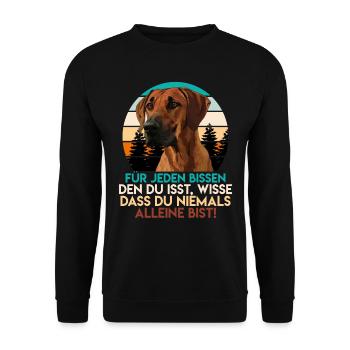 Rhodesian Ridgeback Lustig FÜR JEDEN BISSEN - Unisex Pullover - Schwarz - Vorne - Alina (178cm) & Michal (187cm)