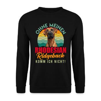 Ridgeback Besitzer OHNE MEINEN RHODESIAN RIDGEBACK - Unisex Pullover - Schwarz - Vorne - Alina (178cm) & Michal (187cm)