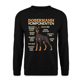 DOBERMANN KOMPONENTEN Anatomie Doberman - Unisex Pullover - Schwarz - Vorne - Alina (178cm) & Michal (187cm)