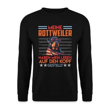 Rottie Besitzer MEINE ROTTWEILER HABEN MEIN LEBEN - Unisex Pullover - Schwarz - Vorne - Alina (178cm) & Michal (187cm)