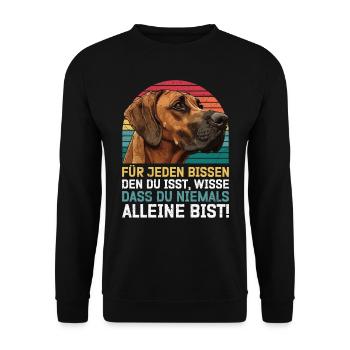 Ridgeback JEDEN BISSEN DEN DU ISST Lustiges - Unisex Pullover - Schwarz - Vorne - Alina (178cm) & Michal (187cm)