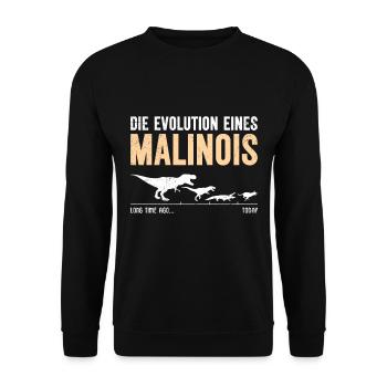 EVOLUTION EINES MALINOIS Lustiges Belgischer - Unisex Pullover - Schwarz - Vorne - Alina (178cm) & Michal (187cm)