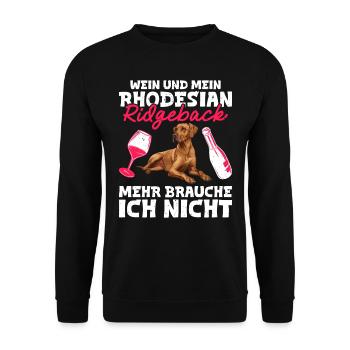 Ridgeback Besitzer WEIN UND MEIN RHODESIAN - Unisex Pullover - Schwarz - Vorne - Alina (178cm) & Michal (187cm)
