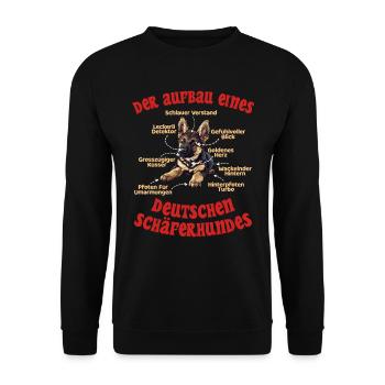 DEUTSCHER SCHÄFERHUND AUFBAU Deutsche Schäferhunde - Unisex Pullover - Schwarz - Vorne - Alina (178cm) & Michal (187cm)