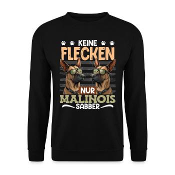 Schäferhund KEINE FLECKEN MALINOIS SABBER Lustiges - Unisex Pullover - Schwarz - Vorne - Alina (178cm) & Michal (187cm)