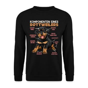 Rottie KOMPONENTEN EINES ROTTWEILERS Lustiges - Unisex Pullover - Schwarz - Vorne - Alina (178cm) & Michal (187cm)