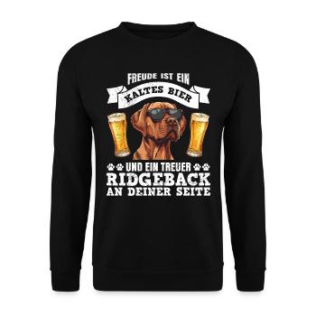 Ridgeback FREUDE IST EIN KALTES BIER UND EIN - Unisex Pullover - Schwarz - Vorne - Alina (178cm) & Michal (187cm)