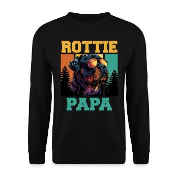 ROTTWEILER PAPA ROTTIE Rottweiler Besitzer Cooles - Unisex Pullover - Schwarz - Vorne - Alina (178cm) & Michal (187cm)
