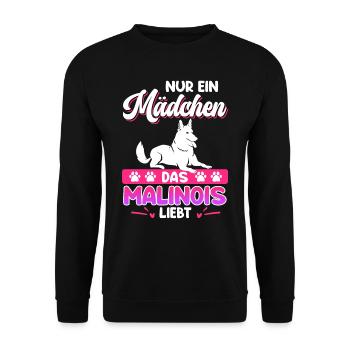 Malinois EIN MÄDCHEN DAS BELGISCHE SCHÄFERHUNDE - Unisex Pullover - Schwarz - Vorne - Alina (178cm) & Michal (187cm)