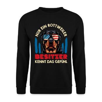 Rottie NUR EIN ROTTWEILER BESITZER KENNT DAS - Unisex Pullover - Schwarz - Vorne - Alina (178cm) & Michal (187cm)