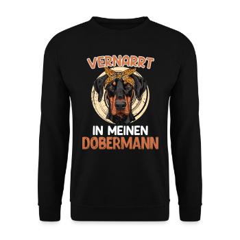 Doberman VERNARRT IN MEINEN DOBERMANN Lustiges - Unisex Pullover - Schwarz - Vorne - Alina (178cm) & Michal (187cm)