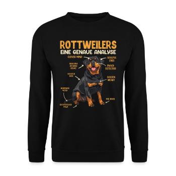 ROTTWEILERS EINE GENAUE ANALYSE Lustiges Rottie - Unisex Pullover - Schwarz - Vorne - Alina (178cm) & Michal (187cm)