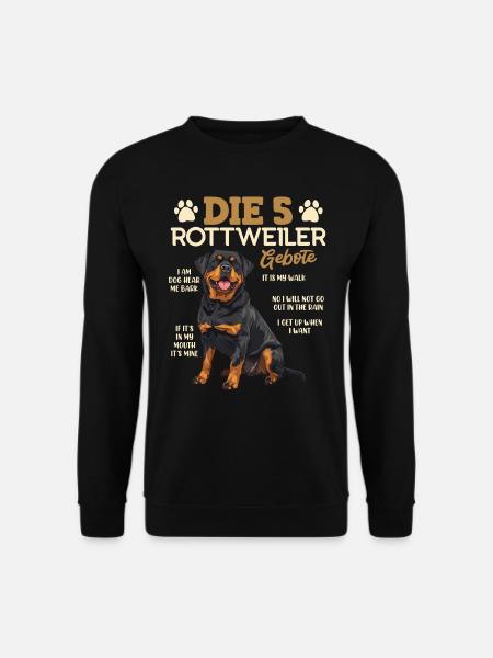 Rottie Besitzer DIE 5 ROTTWEILER REGELN Rottweiler - Unisex Pullover - Schwarz