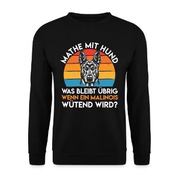 Belgischer Schäferhund MATHE MIT HUND Lustiges - Unisex Pullover - Schwarz - Vorne - Alina (178cm) & Michal (187cm)