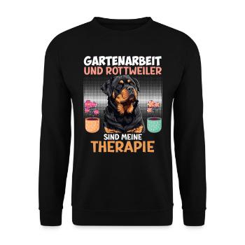 GARTENARBEIT UND ROTTWEILER SIND THERAPIE Rottie - Unisex Pullover - Schwarz - Vorne - Alina (178cm) & Michal (187cm)