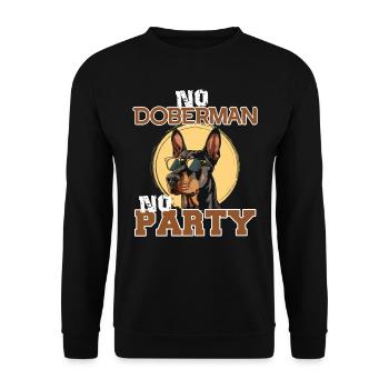 Doberman Besitzer NO DOBERMAN NO PARTY Lustiges - Unisex Pullover - Schwarz - Vorne - Alina (178cm) & Michal (187cm)