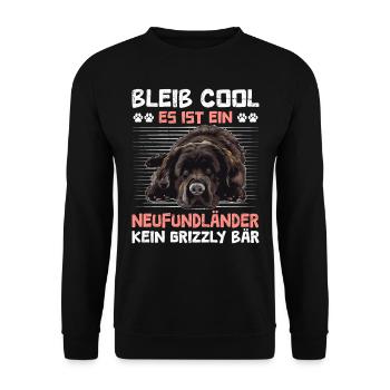 Newfie BLEIB COOL NEUFUNDLÄNDER KEIN GRIZZLY - Unisex Pullover - Schwarz - Vorne - Alina (178cm) & Michal (187cm)