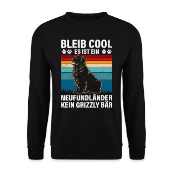 Newfie BLEIB COOL NEUFUNDLÄNDER KEIN GRIZZLY - Unisex Pullover - Schwarz - Vorne - Alina (178cm) & Michal (187cm)