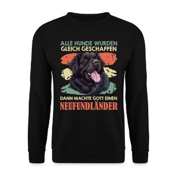 Hundebesitzer THEN GOD MADE A NEWFOUNDLAND - Unisex Pullover - Schwarz - Vorne - Alina (178cm) & Michal (187cm)