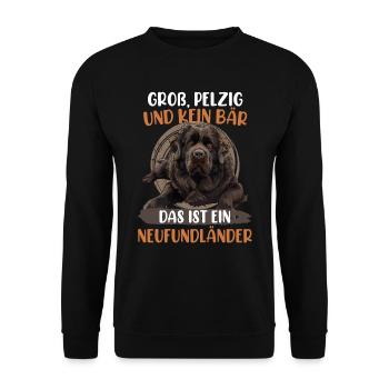 Neufundländer GROSS PELZIG UND KEIN BÄR Lustiges - Unisex Pullover - Schwarz - Vorne - Alina (178cm) & Michal (187cm)