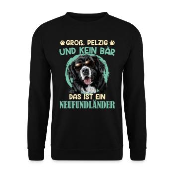 Neufundländer GROSS PELZIG UND KEIN BÄR Lustiges - Unisex Pullover - Schwarz - Vorne - Alina (178cm) & Michal (187cm)
