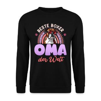 Hundeoma BESTE BOXER OMA DER WELT Deutscher - Unisex Pullover - Schwarz - Vorne - Alina (178cm) & Michal (187cm)